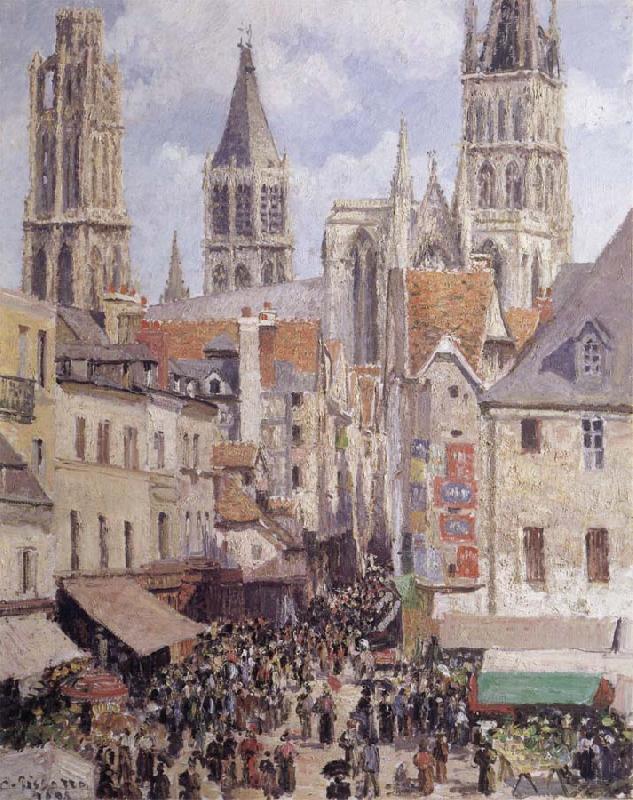 Camille Pissarro Rue de I-Epicerie,Rouen China oil painting art